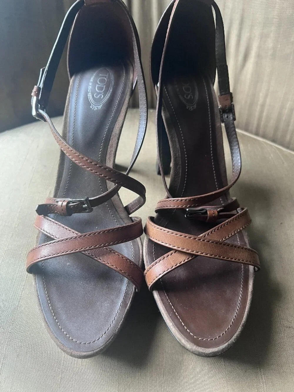 TOD'S Strappy Leather Platform Sandals Size 11 / 41